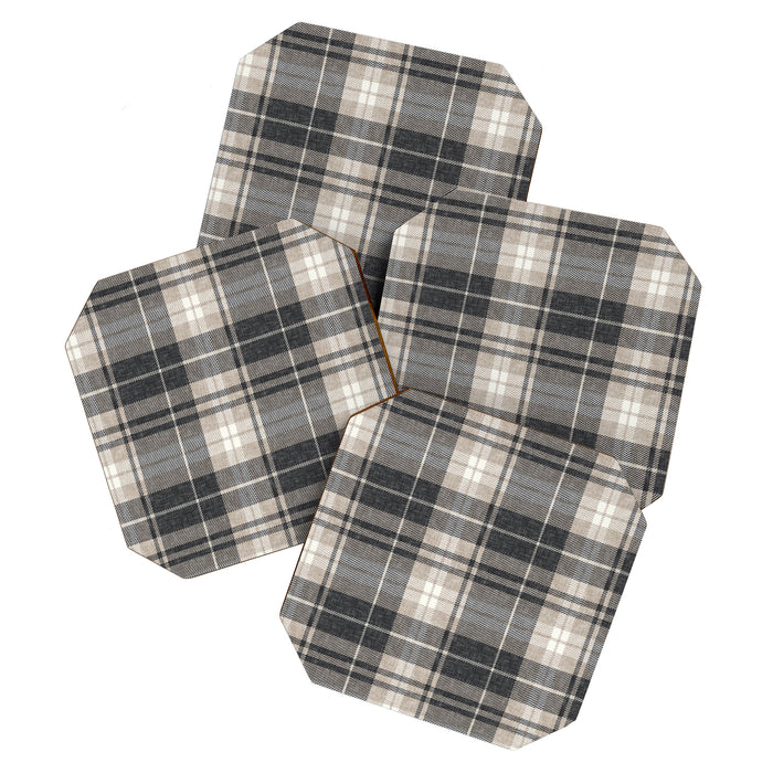 fall plaid - tan and charcoal Coaster Gallery Image 1