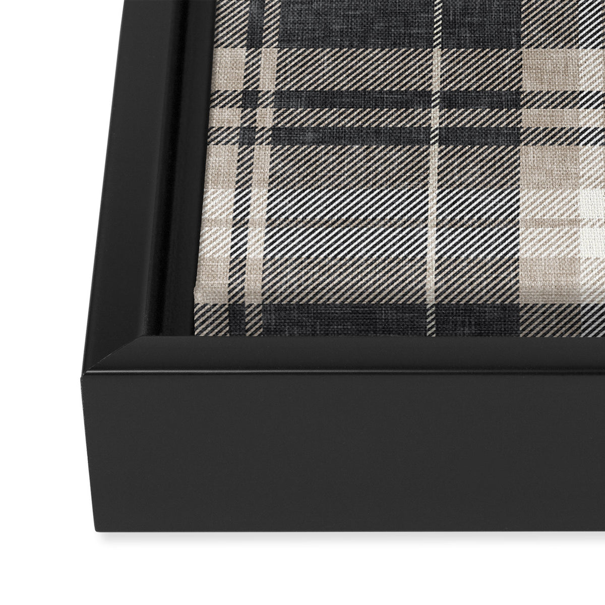 fall plaid - tan and charcoal Framed Canvas Print Gallery Image 3