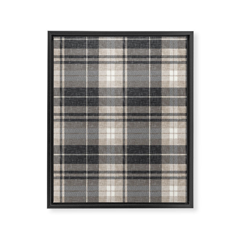 fall plaid - tan and charcoal Framed Canvas Print Gallery Image 8