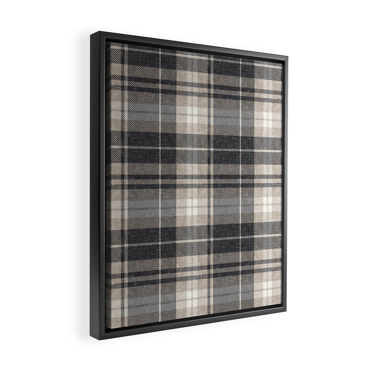 fall plaid - tan and charcoal Framed Canvas Print Gallery Image 2