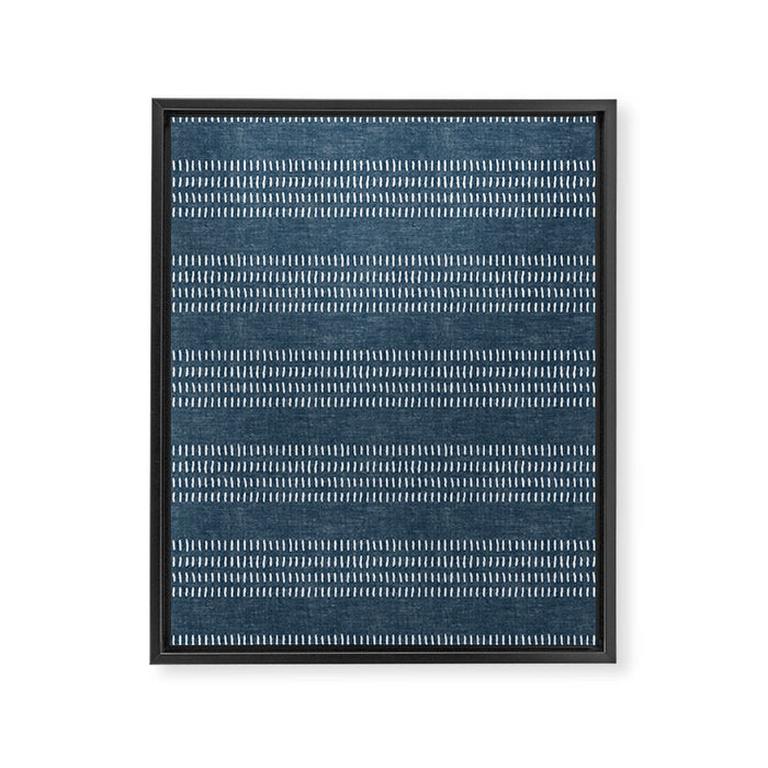 farmhouse stitch - navy blue Framed Canvas Print Gallery Image 1