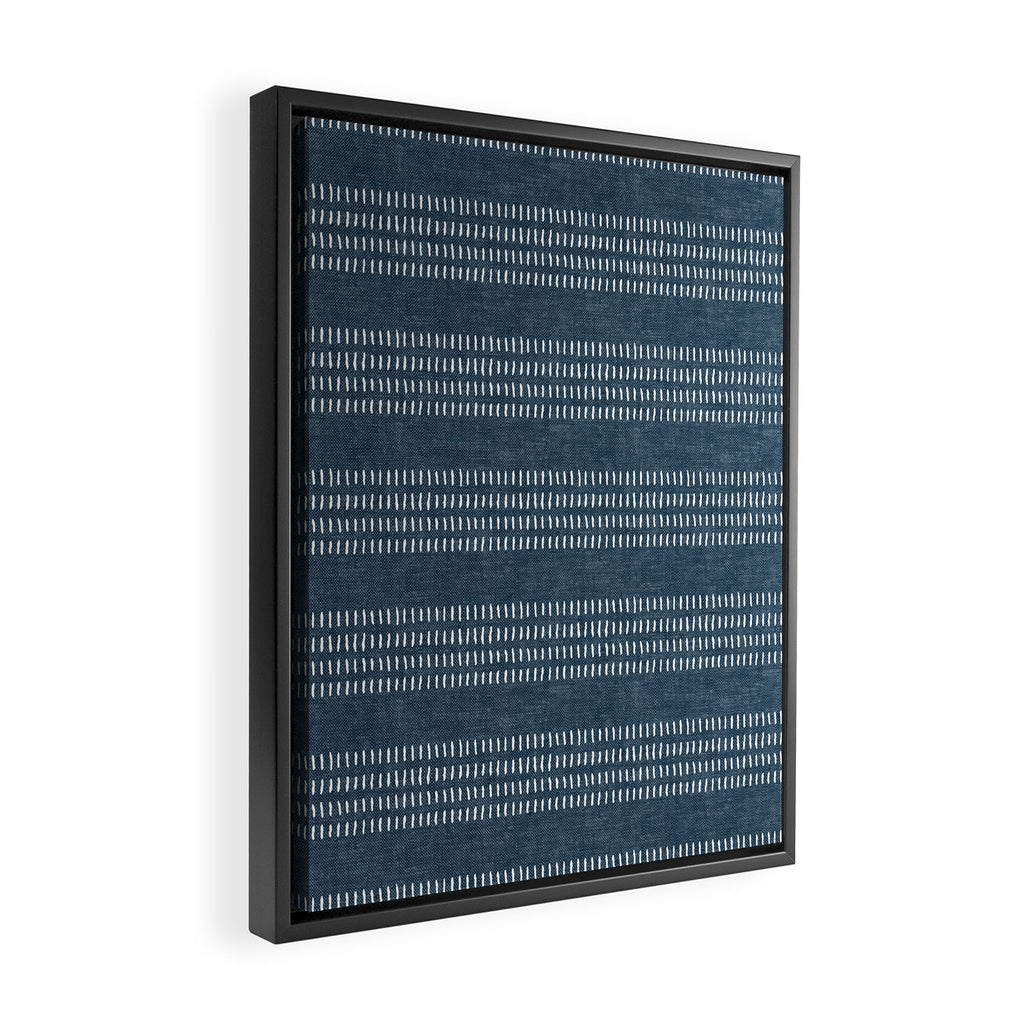 farmhouse stitch - navy blue Framed Canvas Print Gallery Image 2