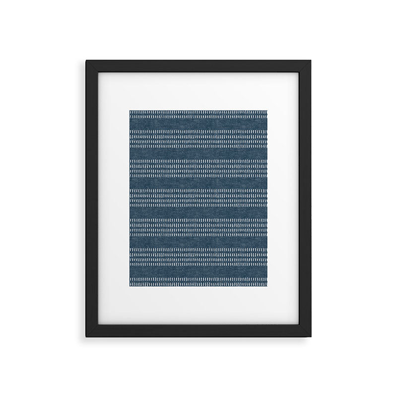 farmhouse stitch - navy blue Framed Art Print Gallery Image 6