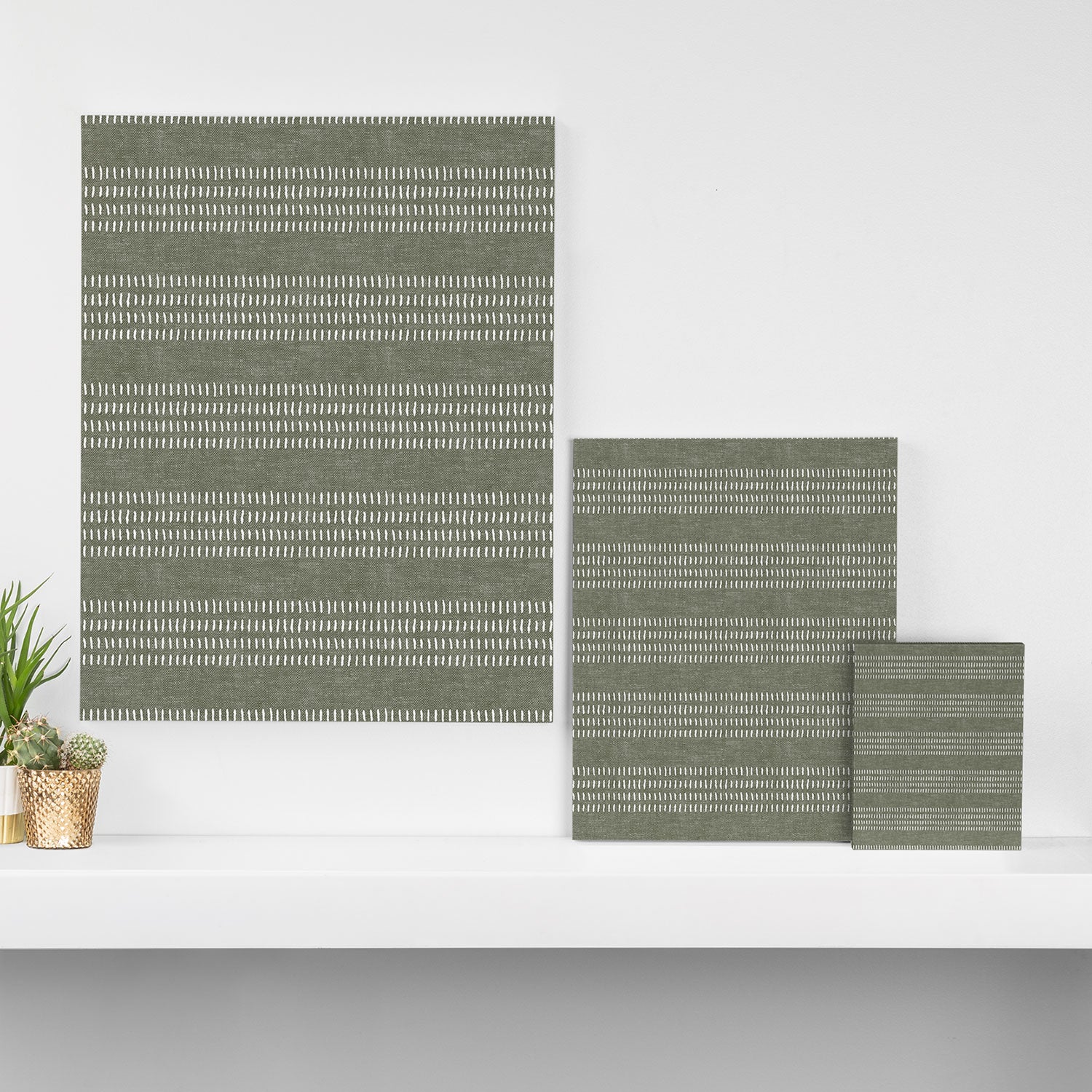 farmhouse stitch - olive Canvas Print Gallery Image 3