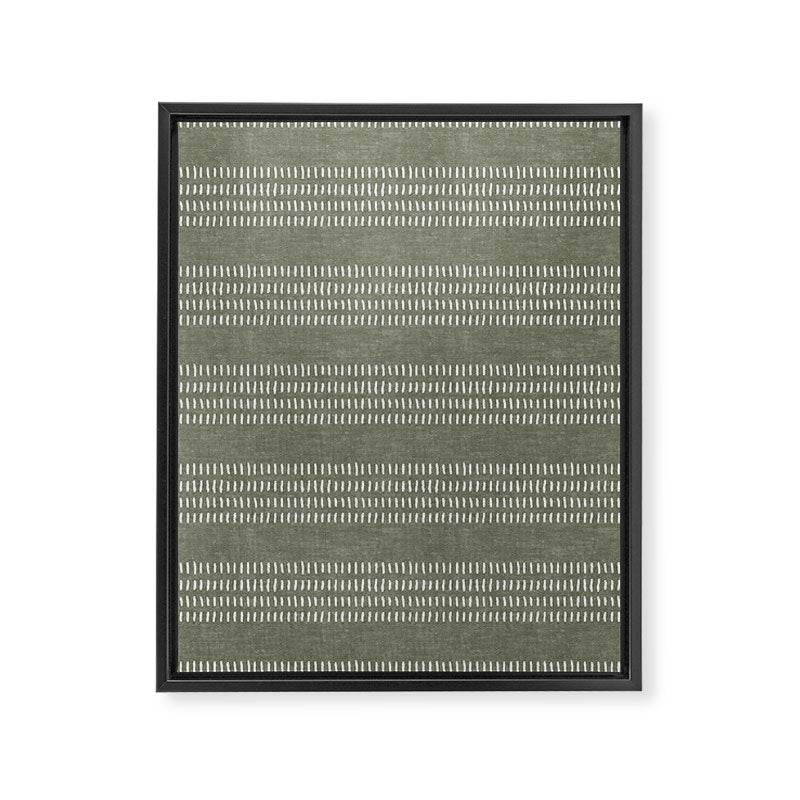 farmhouse stitch - olive Framed Canvas Print Gallery Image 3