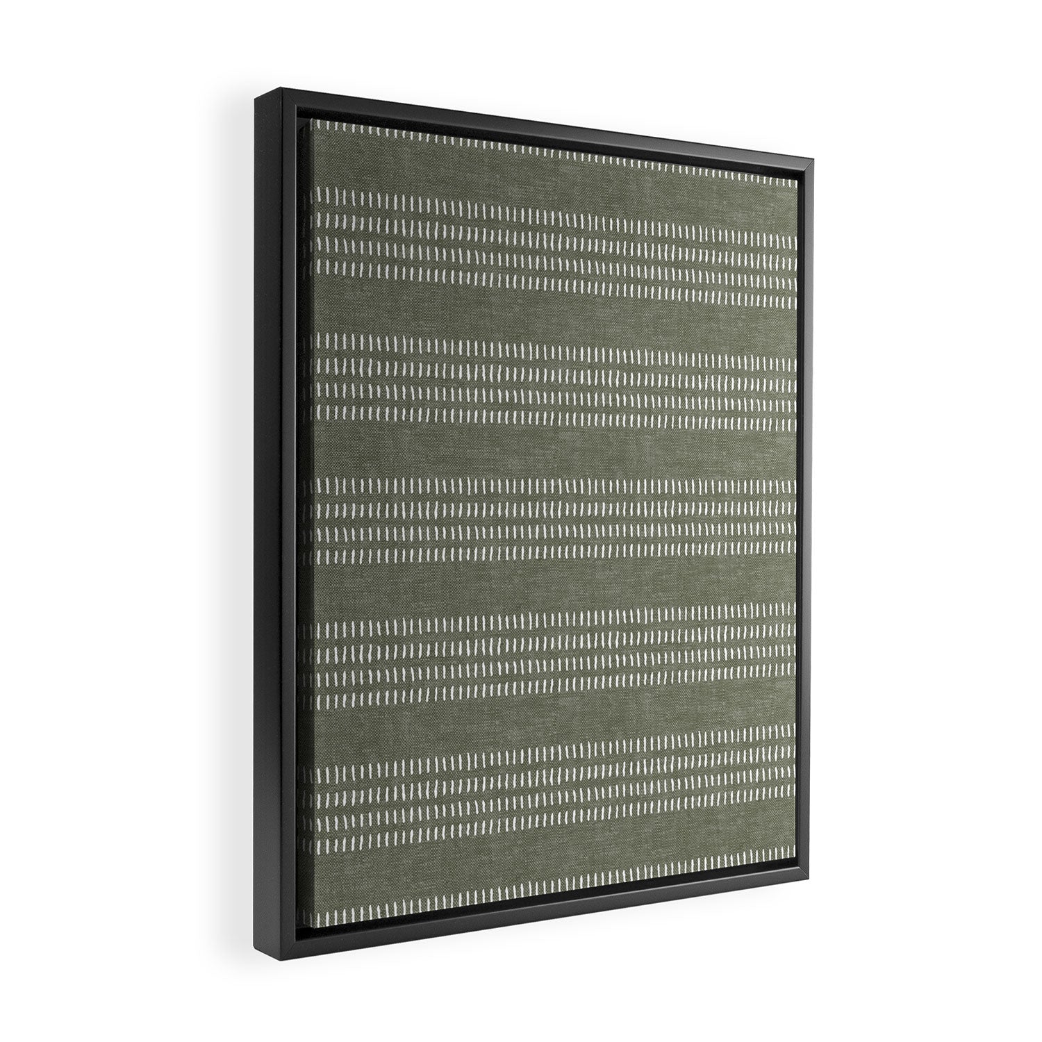 farmhouse stitch - olive Framed Canvas Print Gallery Image 2