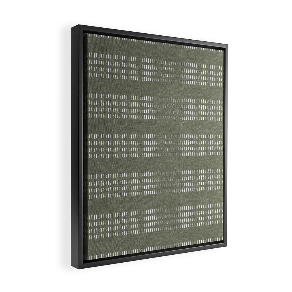 farmhouse stitch - olive Framed Canvas Print Gallery Image 2