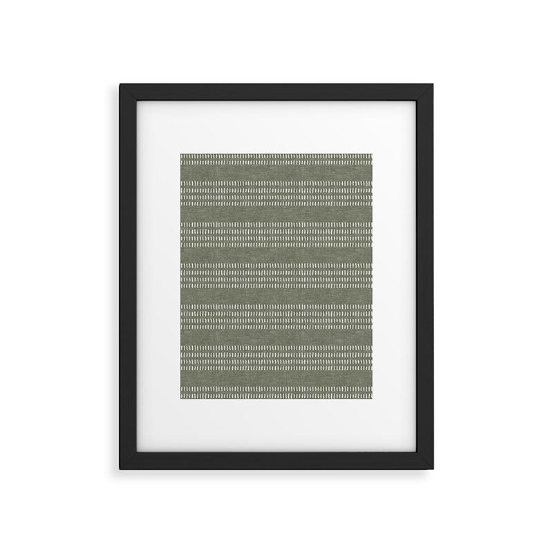 farmhouse stitch - olive Framed Art Print Gallery Image 6