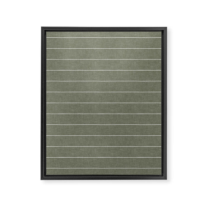 farmhouse stripes - olive green Framed Canvas Print Gallery Image 1