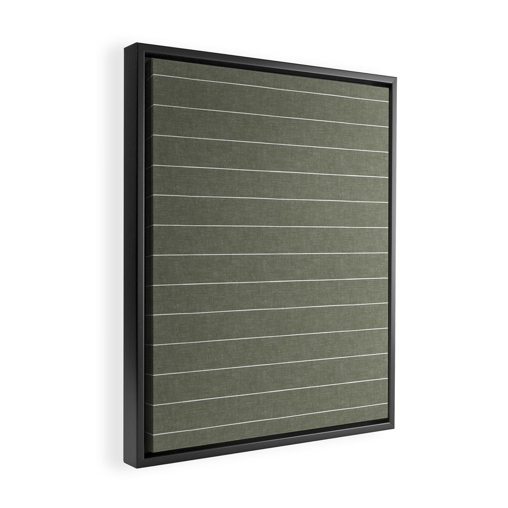farmhouse stripes - olive green Framed Canvas Print Gallery Image 2