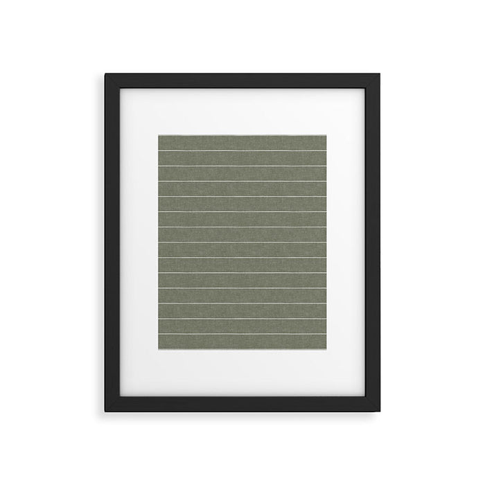 farmhouse stripes - olive green Framed Art Print Gallery Image 1