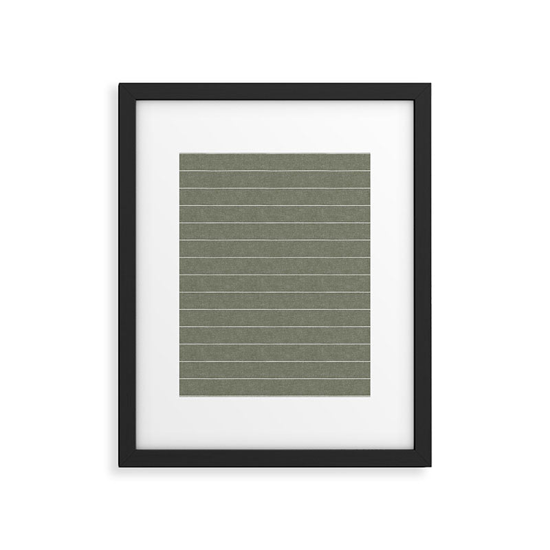 farmhouse stripes - olive green Framed Art Print Gallery Image 6