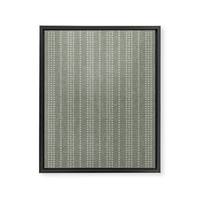 irregular striped dots - sage Framed Canvas Print Gallery Image 1