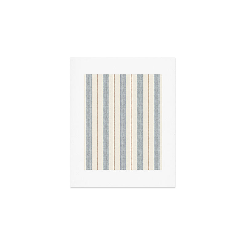 ivy stripes - blue, rust on cream Art Print Gallery Image 1