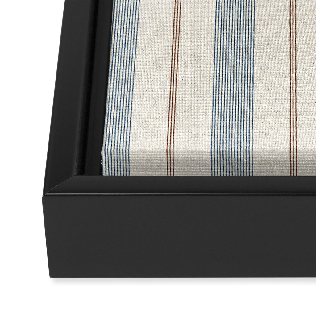 ivy stripes - blue, rust on cream Framed Canvas Print Gallery Image 3
