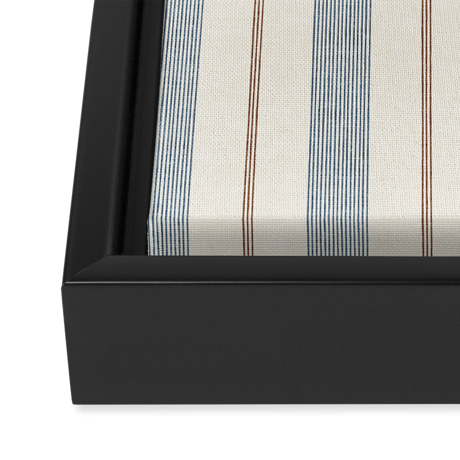 ivy stripes - blue, rust on cream Framed Canvas Print Gallery Image 3