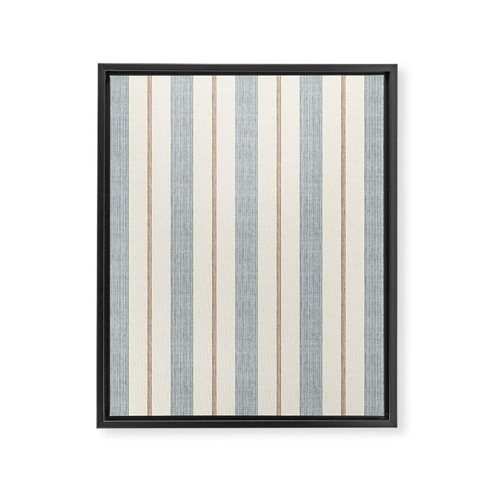 ivy stripes - blue, rust on cream Framed Canvas Print Gallery Image 1