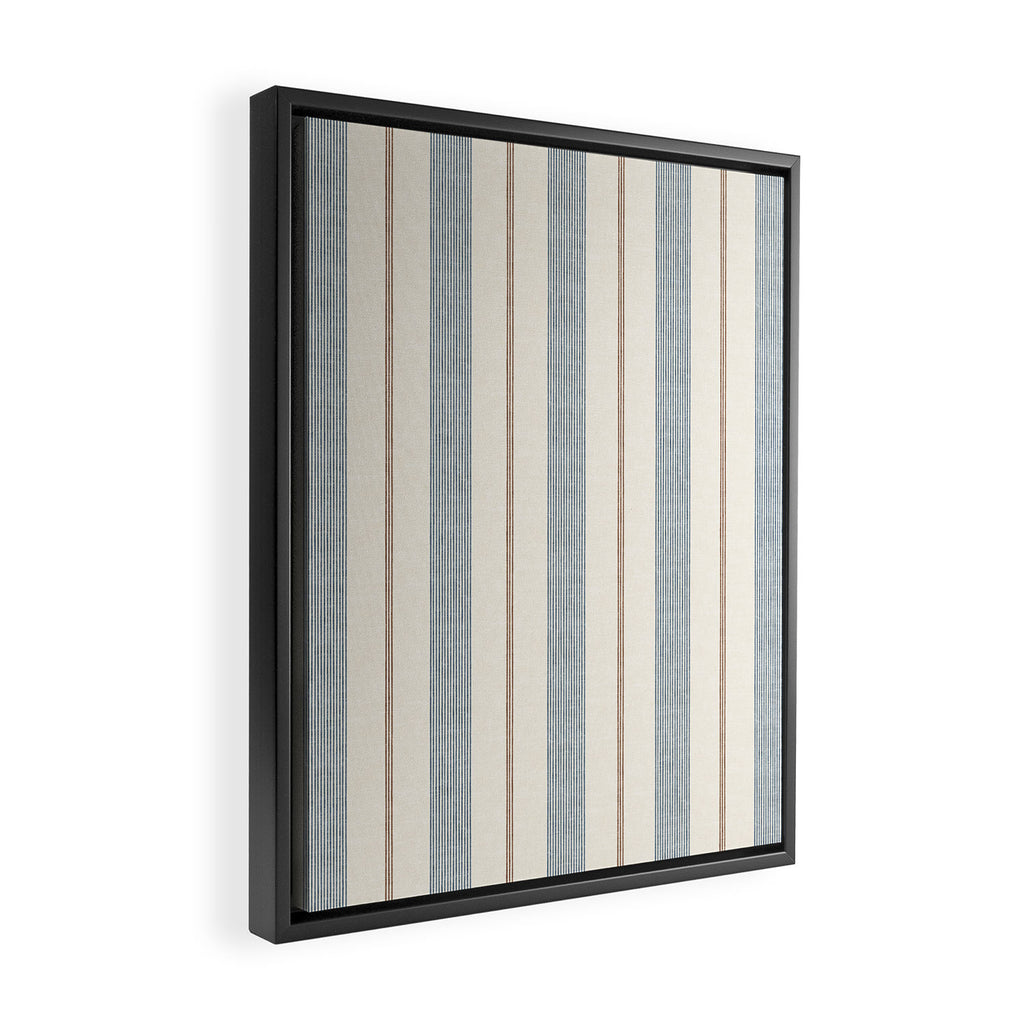 ivy stripes - blue, rust on cream Framed Canvas Print Gallery Image 2