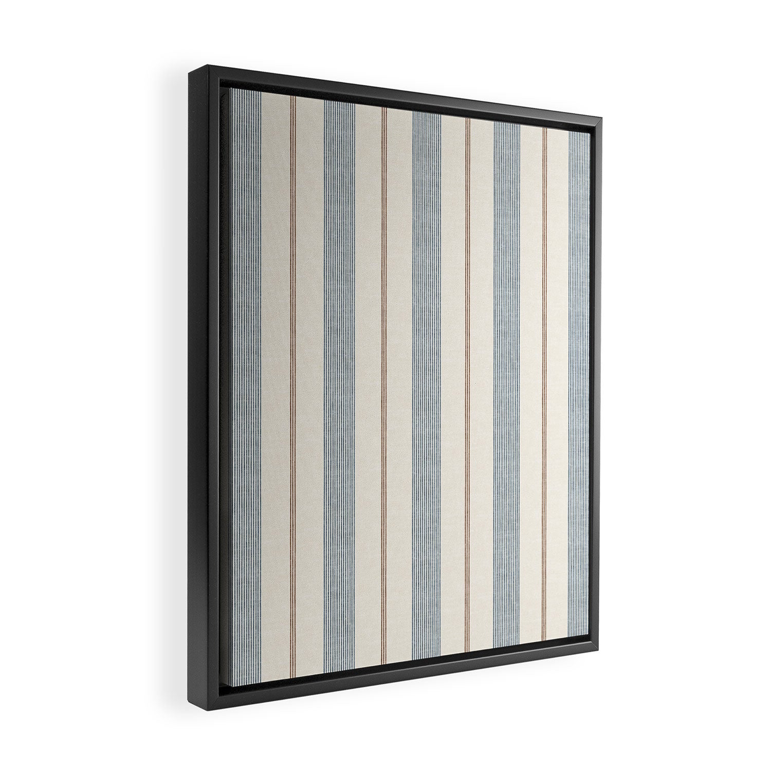 ivy stripes - blue, rust on cream Framed Canvas Print Gallery Image 2