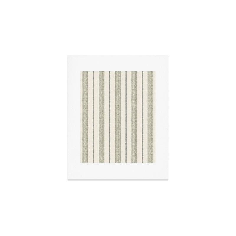 ivy stripes - cream and olive green Art Print Gallery Image 1