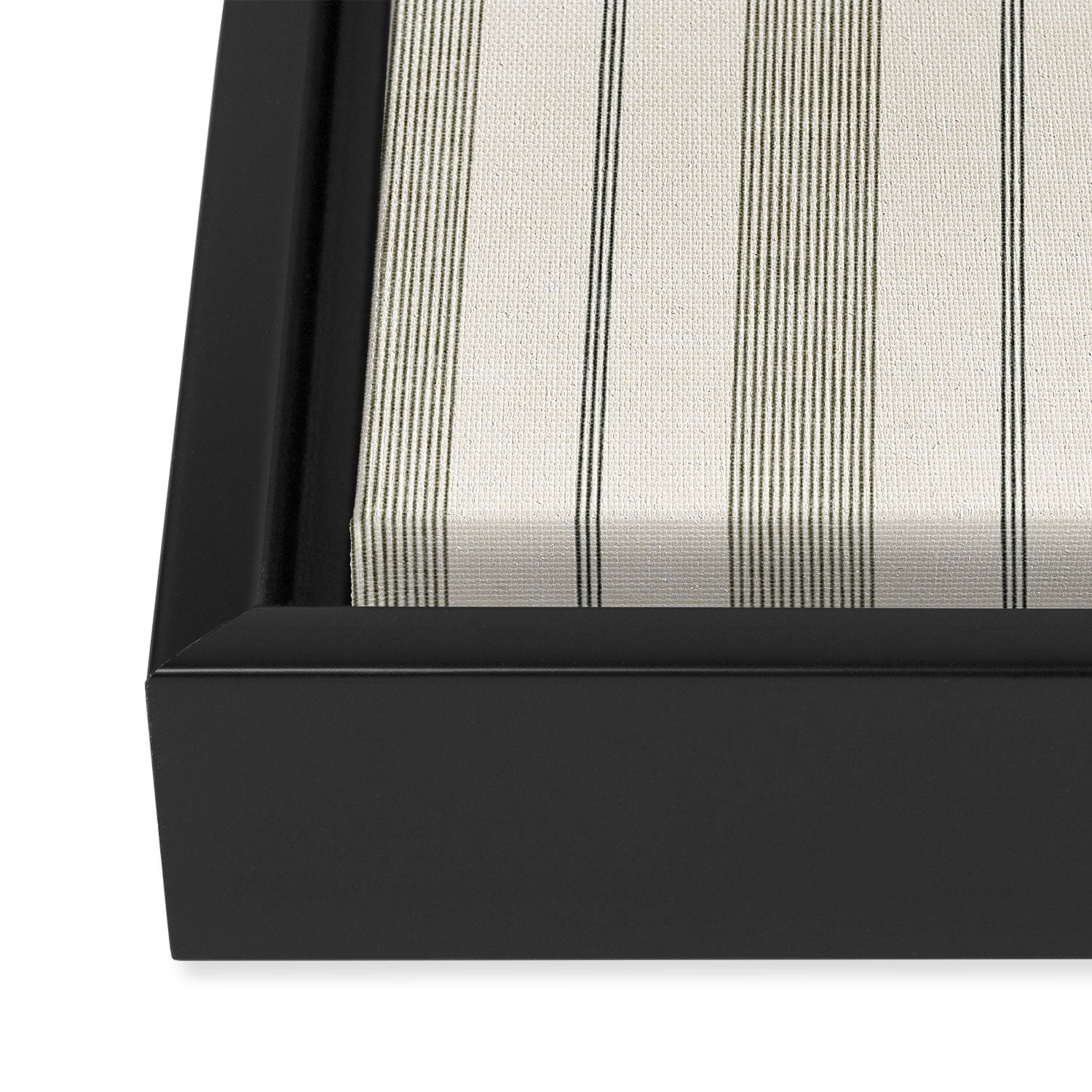 ivy stripes - cream and olive green Framed Canvas Print Gallery Image 3