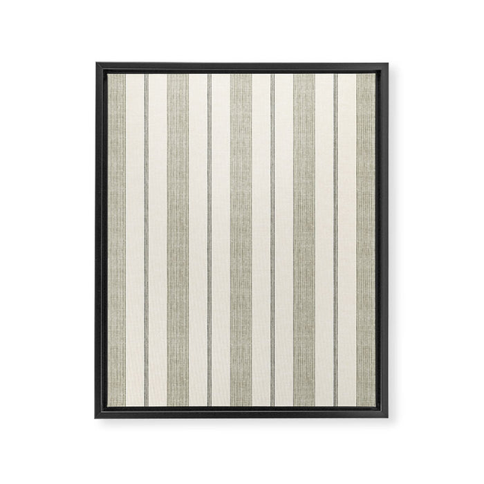 ivy stripes - cream and olive green Framed Canvas Print Gallery Image 1