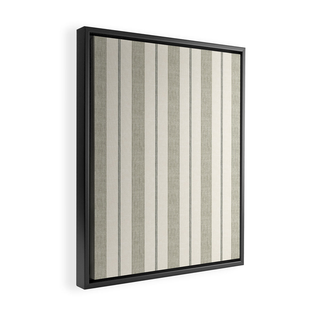 ivy stripes - cream and olive green Framed Canvas Print Gallery Image 2