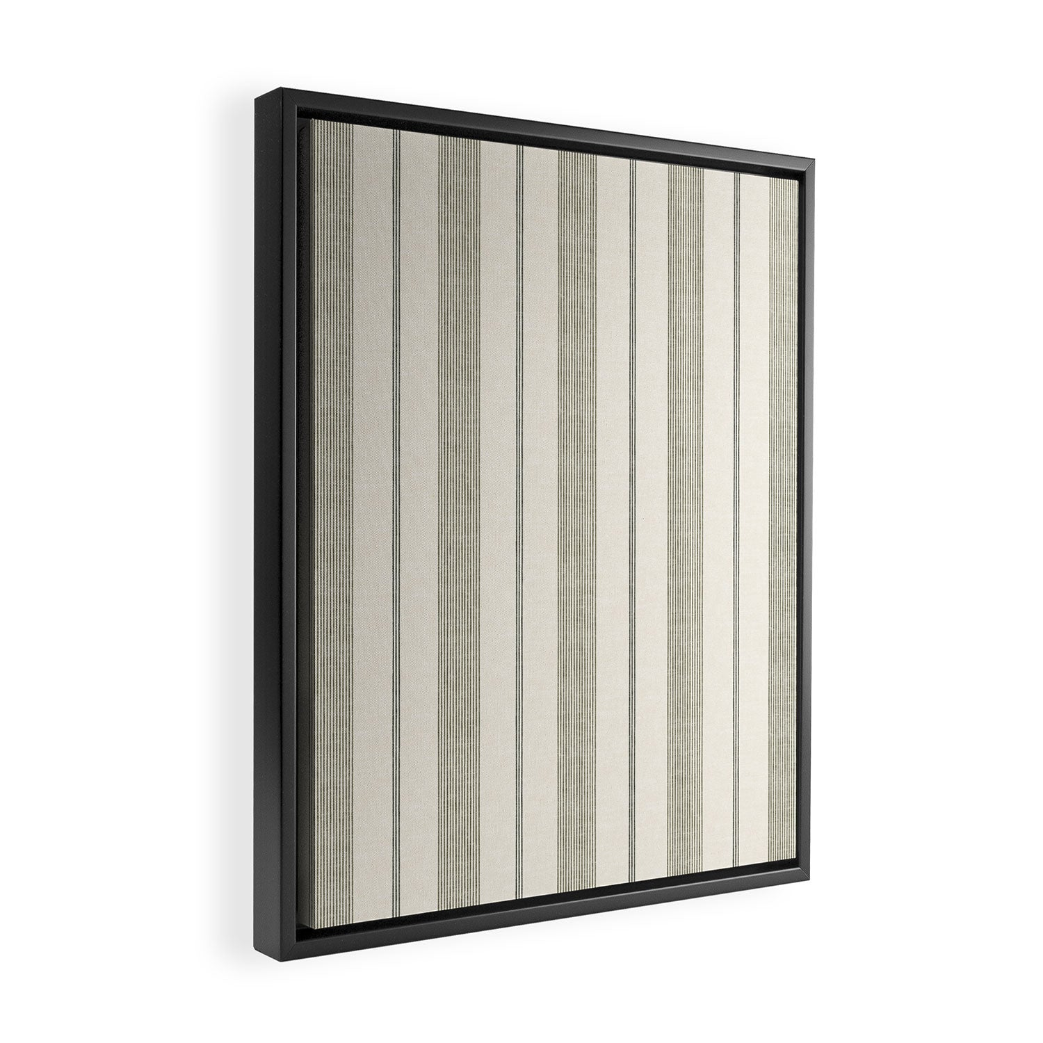 ivy stripes - cream and olive green Framed Canvas Print Gallery Image 2
