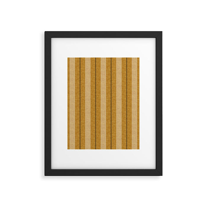 ivy stripes - mustard and black Framed Art Print Gallery Image 1