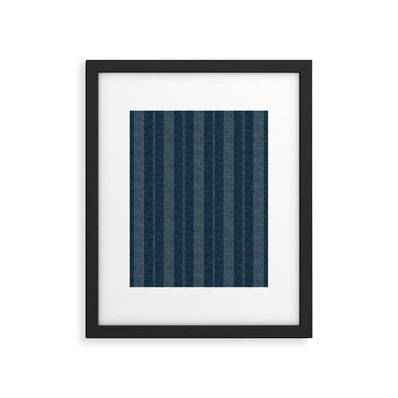 ivy stripes - navy blue Framed Art Print Gallery Image 6