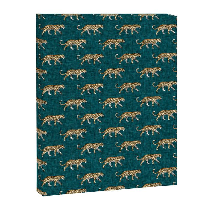 leopards walking - teal Canvas Print Gallery Image 1