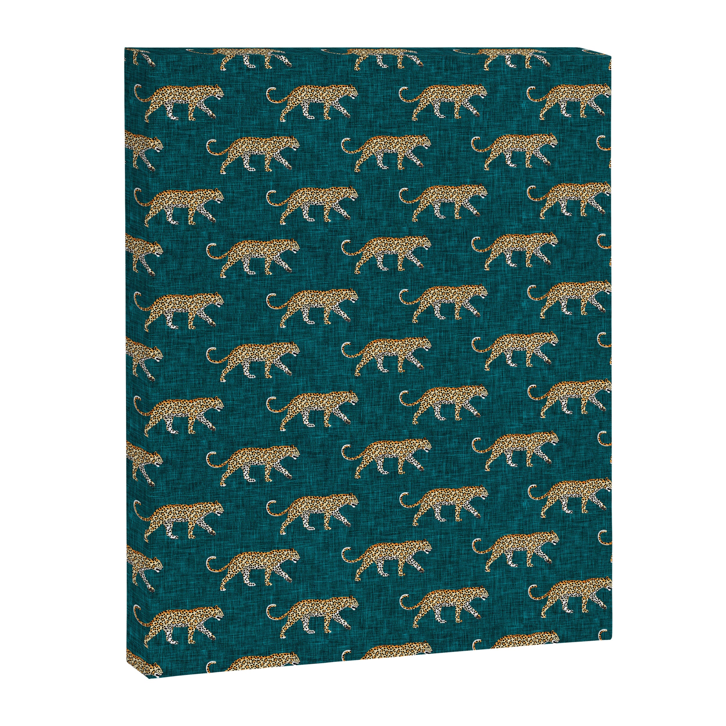 leopards walking - teal Canvas Print Gallery Image 8