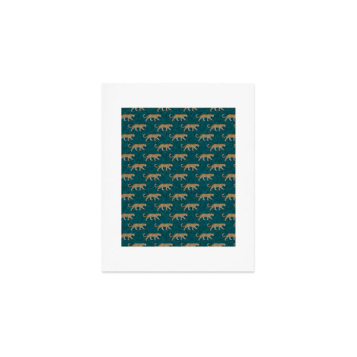 leopards walking - teal Art Print Gallery Image 1