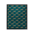 leopards walking - teal Framed Canvas Print Gallery Image 8