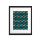 leopards walking - teal Framed Art Print Gallery Image 6