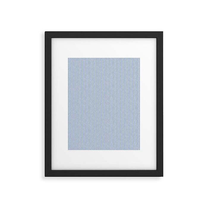linen textured stripes - coastal blue Framed Art Print Gallery Image 1