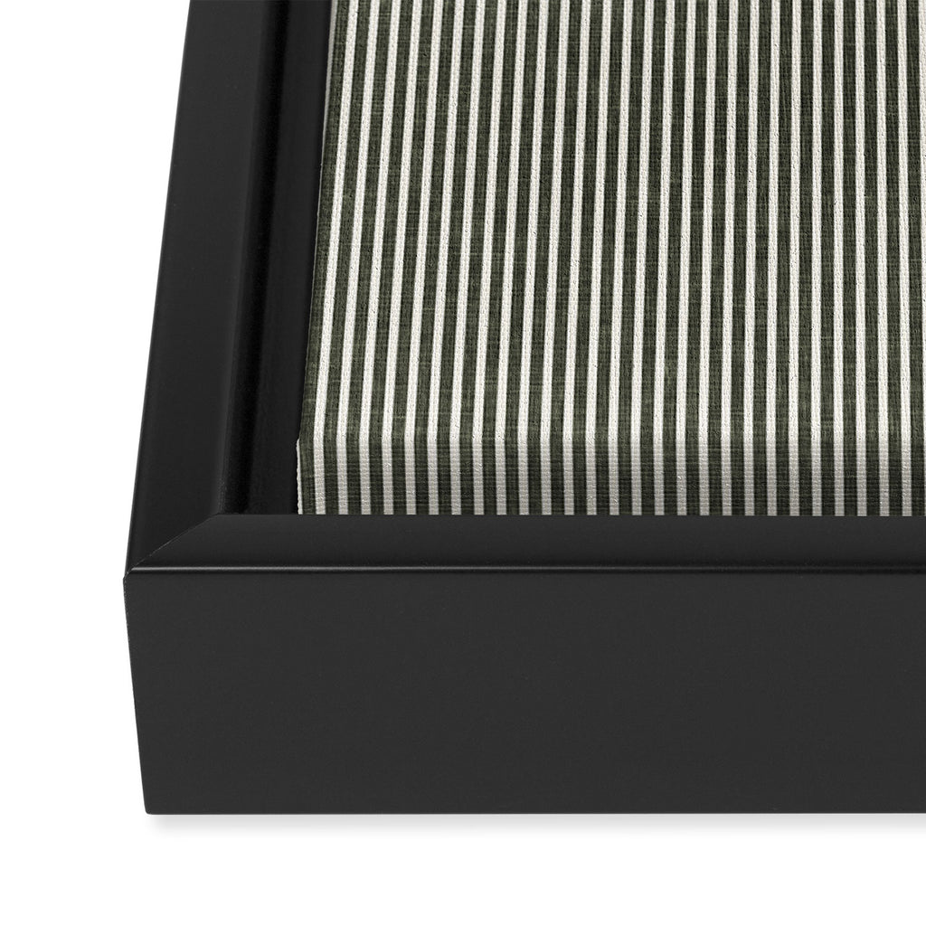 linen textured stripes - olive green Framed Canvas Print Gallery Image 3