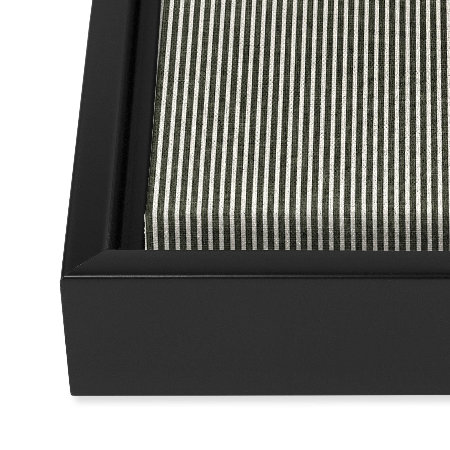 linen textured stripes - olive green Framed Canvas Print Gallery Image 3