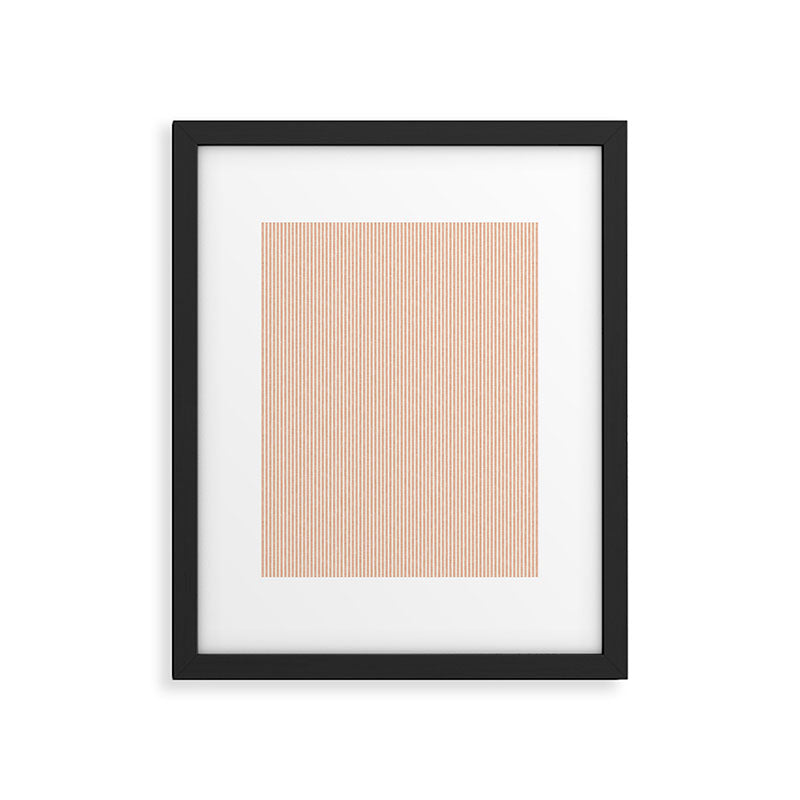 linen textured stripes - peach Framed Art Print Gallery Image 6