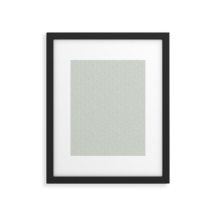 linen textured stripes - sage Framed Art Print Gallery Image 1