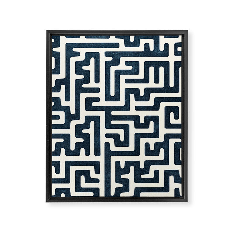 maze in dark blue Framed Canvas Print Gallery Image 8
