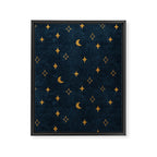 moon and stars - dark blue Framed Canvas Print Gallery Image 8