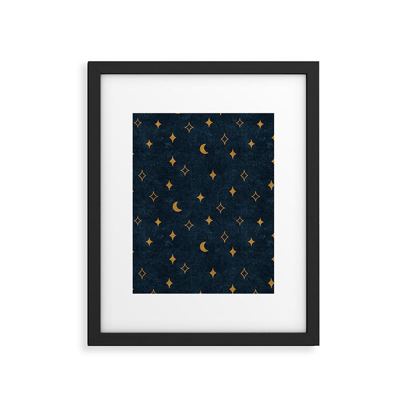moon and stars - dark blue Framed Art Print Gallery Image 6