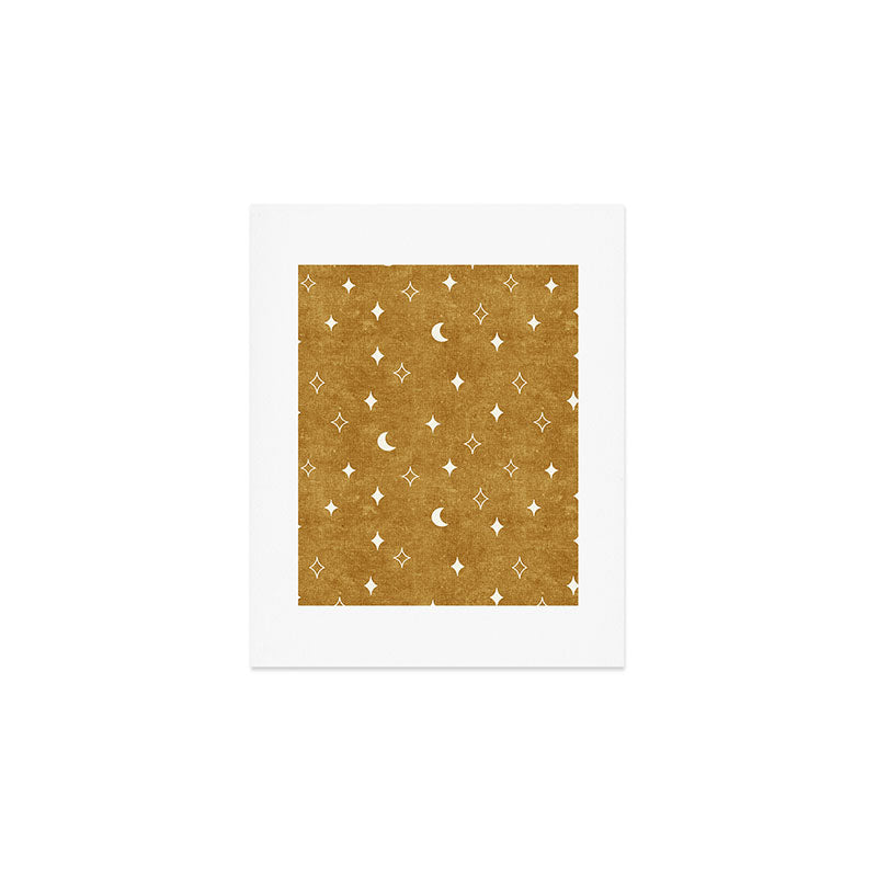 moon and stars - mustard Art Print Gallery Image 1
