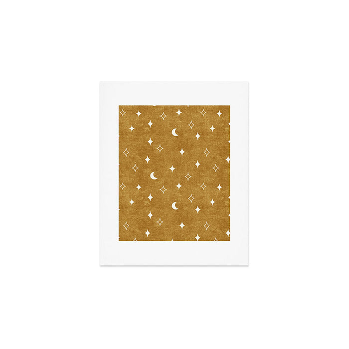 moon and stars - mustard Art Print Gallery Image 1