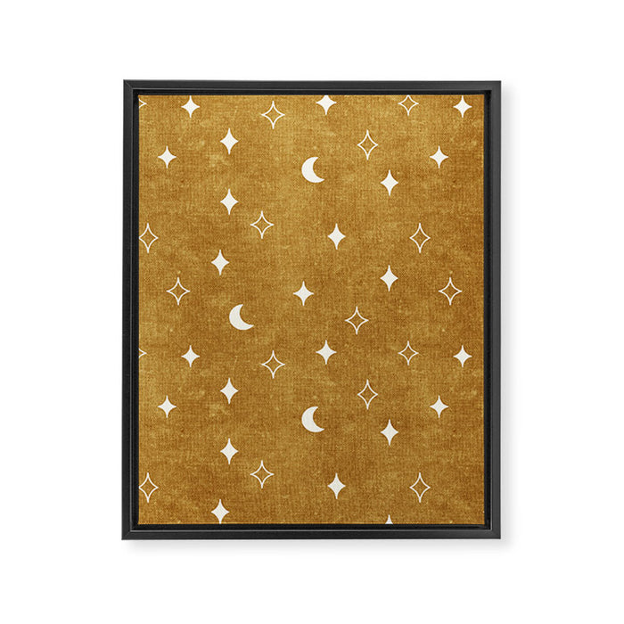moon and stars - mustard Framed Canvas Print Gallery Image 1