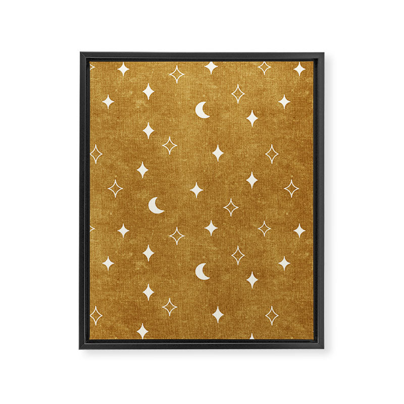 moon and stars - mustard Framed Canvas Print Gallery Image 8