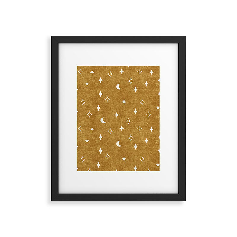 moon and stars - mustard Framed Art Print Gallery Image 4