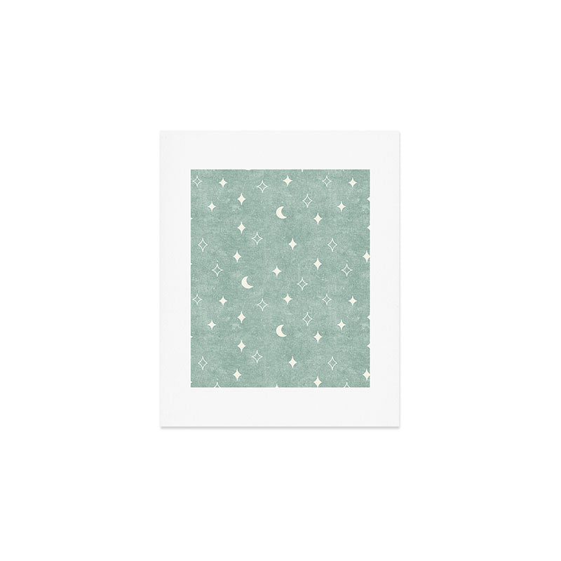 moon and stars - surf blue Art Print Gallery Image 1