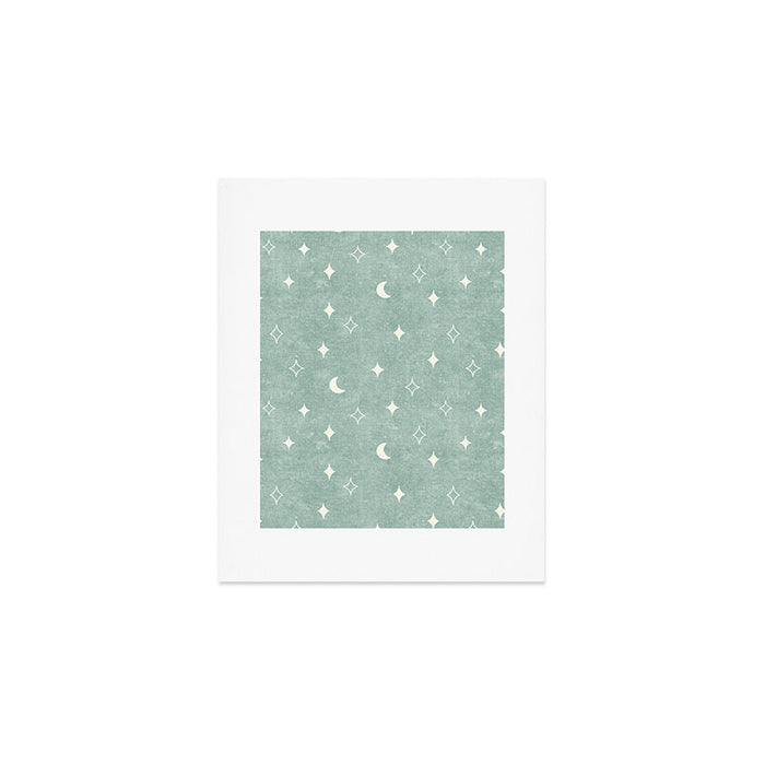 moon and stars - surf blue Art Print Gallery Image 1